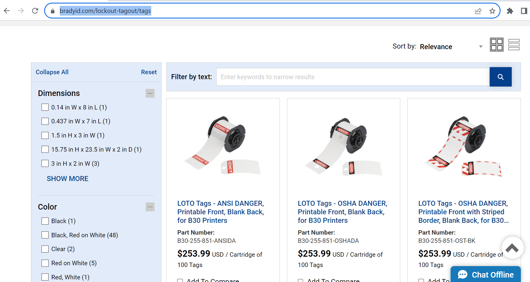 Brady's LOTO product page